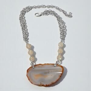 Brighton Rock My Heart Retired Agate Quartz Statement Necklace 16-20 Inch
